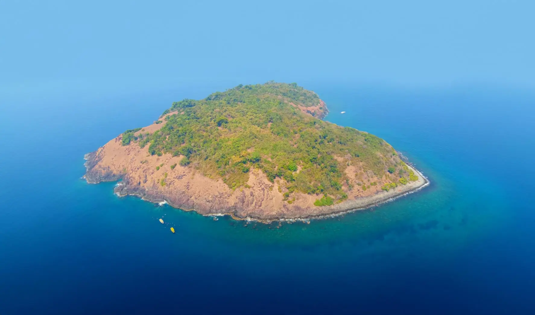 Aerial view of heart-shaped Netrani Island off the Murudeshwar coast